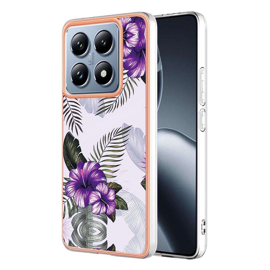 For Xiaomi 14T Pro Case with IMD Marble Flower Pattern TPU Mobile Back Cover