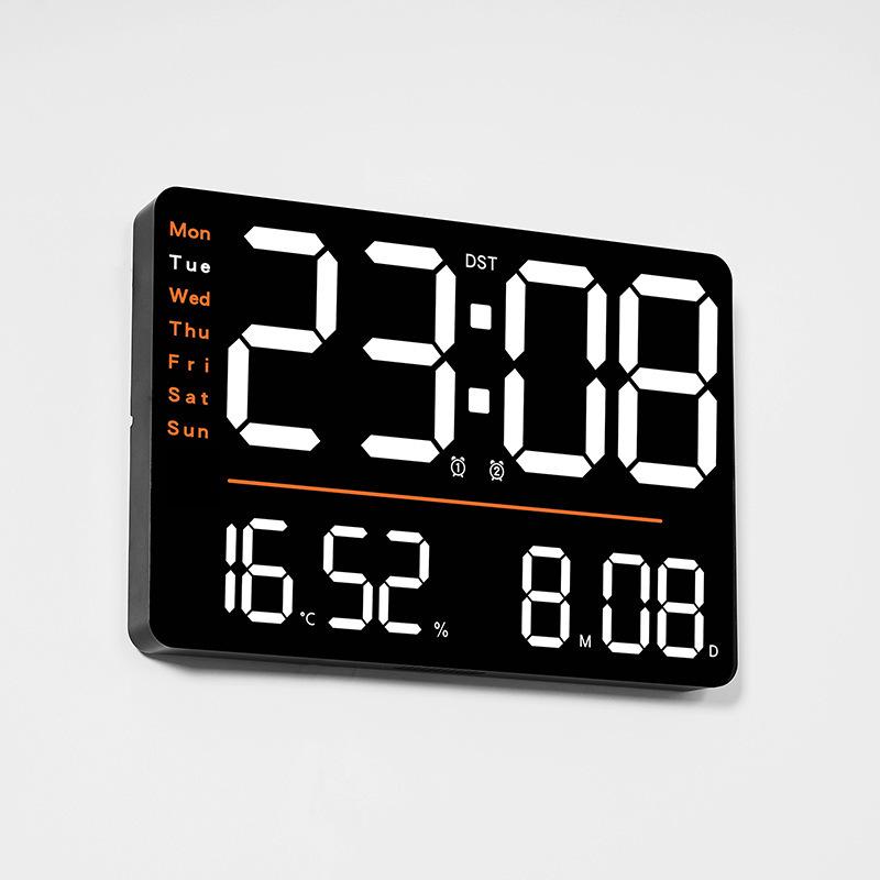Multi-functional LED Wall Clock with Thermometer & Hygrometer - Large Display for Living Room
