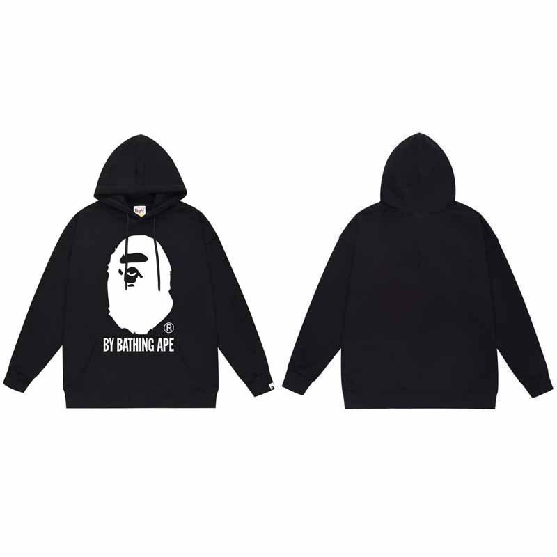 Mens Oversized Hooded Sweatshirt With Ape Head Print Heavyweight Cotton Long Sleeve Pullover Daily Wear