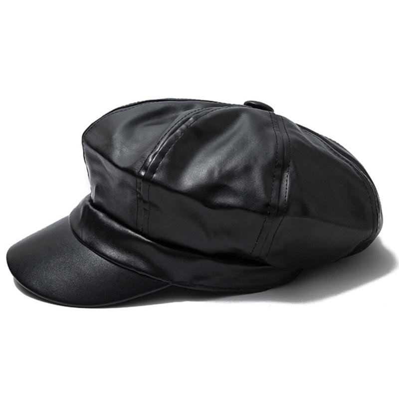 Women Fashion All Match British Style Octagonal PU Beret