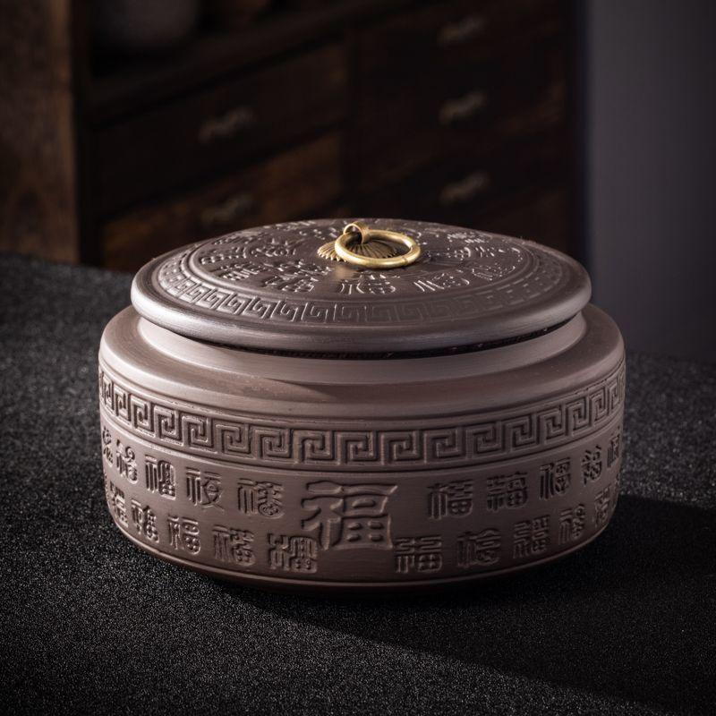 

Purple Clay Tea Caddy Ceramic Large Airtight Pot Universal Half Catty Black Tea Green Tea Pu er Tea Pot Household Storage Tank L