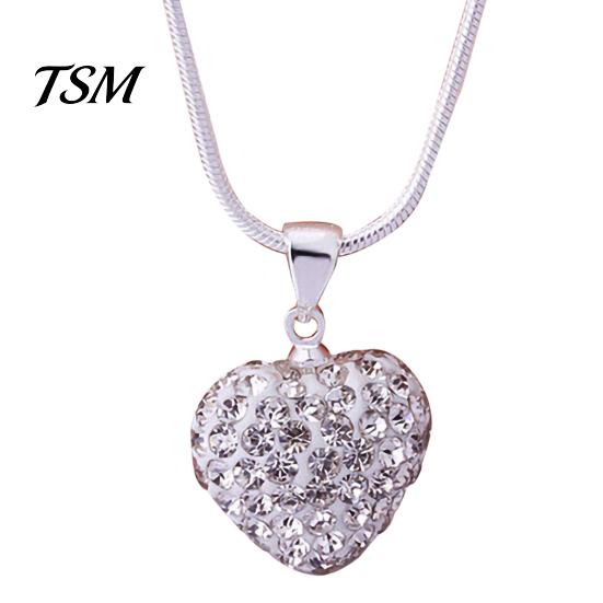 Heart Pendant Women Necklace Rhinestone Inlaid Love Charm Alloy Chain Jewelry for Party Choker
