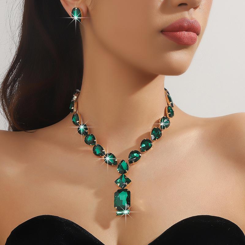 Schmuck Halsketten-Set Farbige Ohrringe Halsketten-Set Brautkleid Accessoires Funkelnder Schmuck