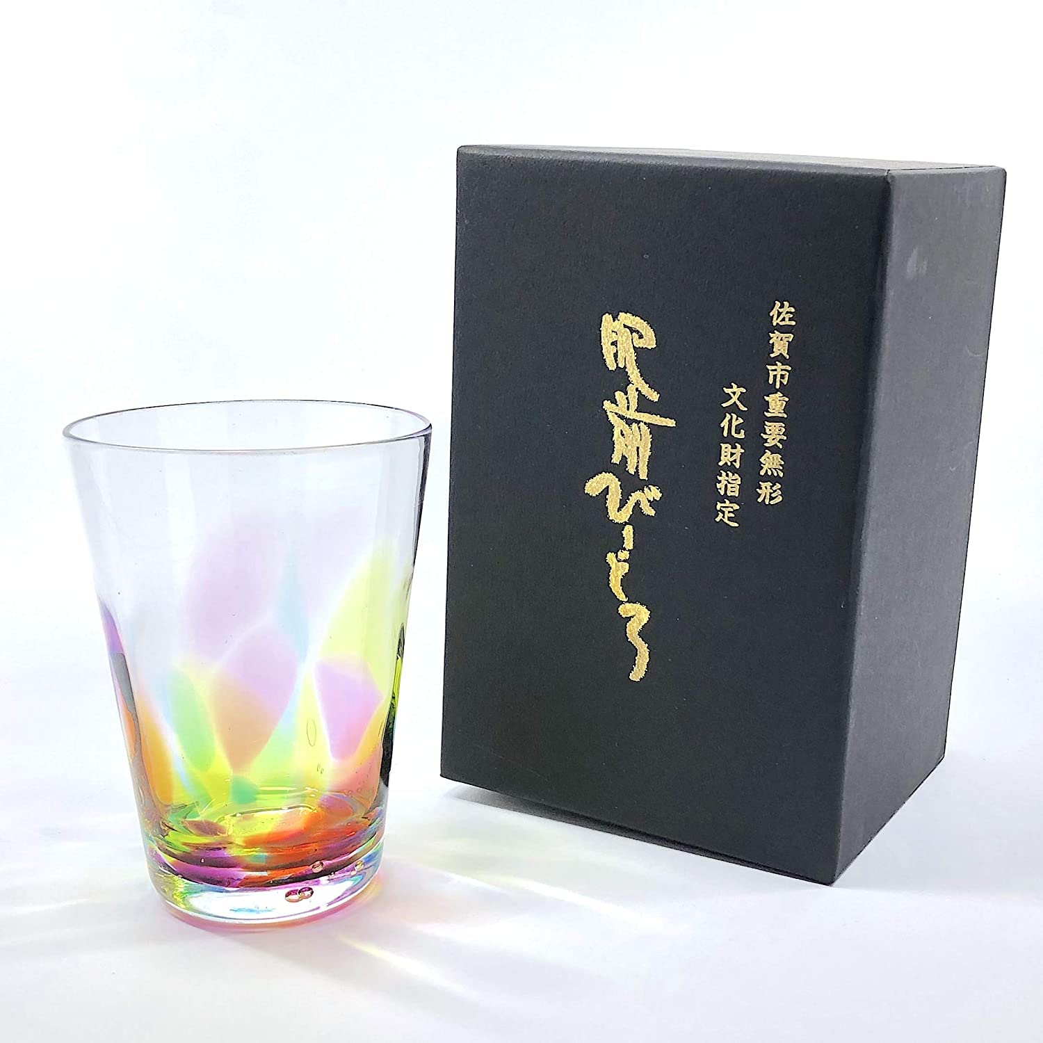 

Hizen Bidoro Sake Rainbow Tumbler Made in Japan Gift Glass, [Traditional Craft/Blown Glass/Gift/300ml] (Celebration Present)