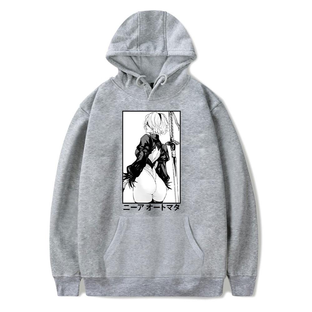 Nier 2B Gaming Waifu Anime Vintage 90er Hoodie Herren und Damen Harajuku Hip-hop Sport Frühling Sweatshirt Pullover Oberbekleidung