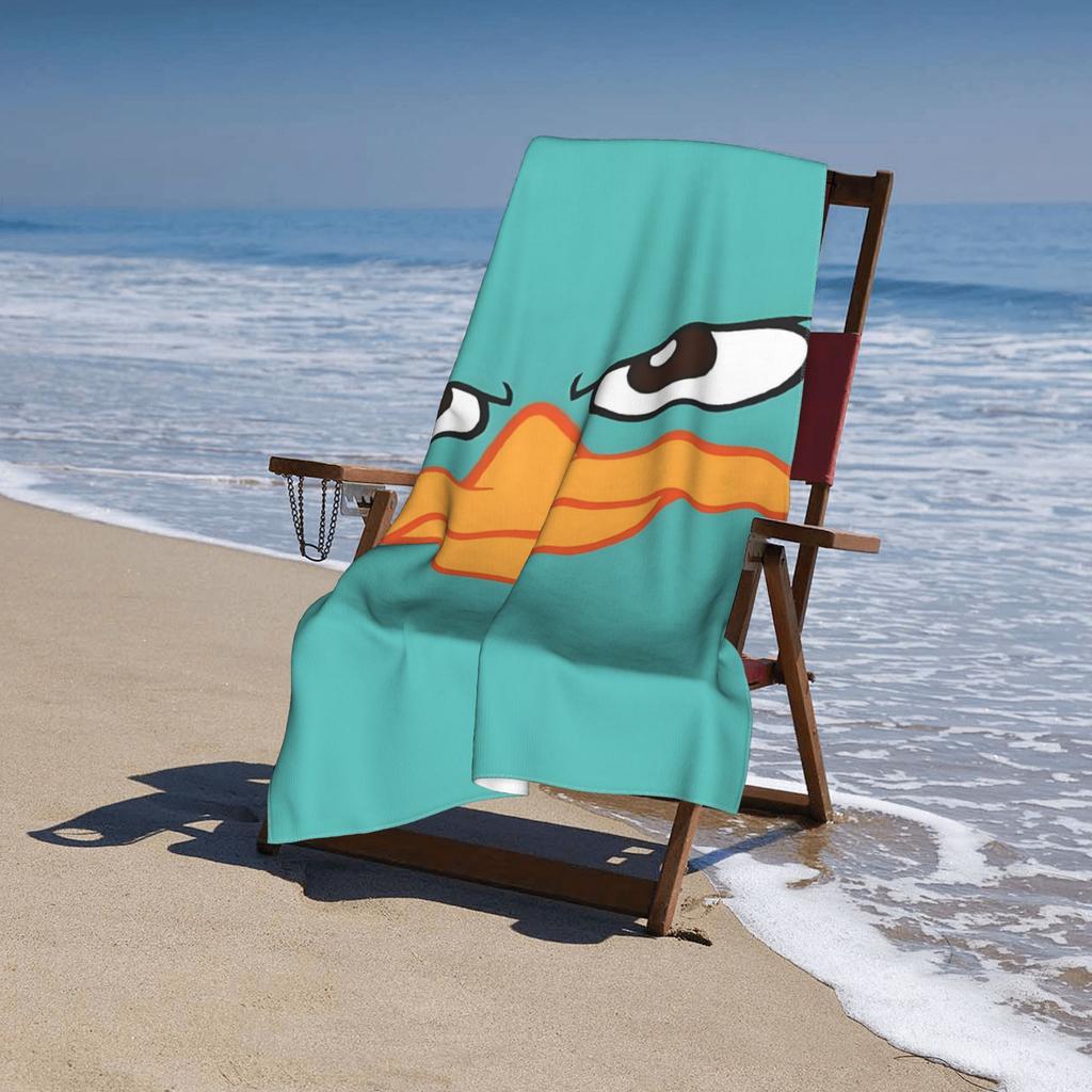 Perry das Schnabeltier Strandtuch Einseitiger Druck Weiches Mikrofaser-Saugfähiges Handtuch Für Pool Strand Badezeit Spielerisches Cartoon-Geschenk