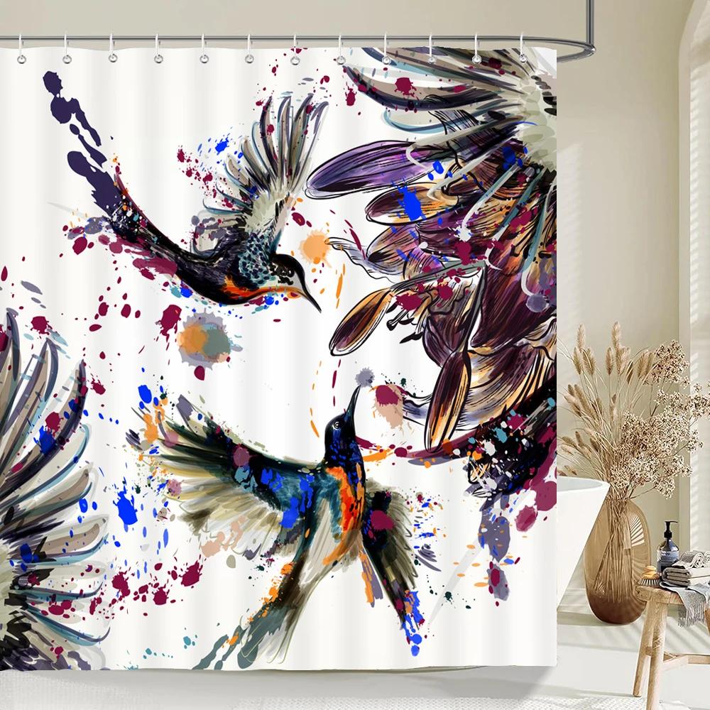 Colorful Feather Bathroom Shower Curtain Bohemia Waterproof Polyester Bath Curtains High Quality 3D Printed Bathroom Screen
