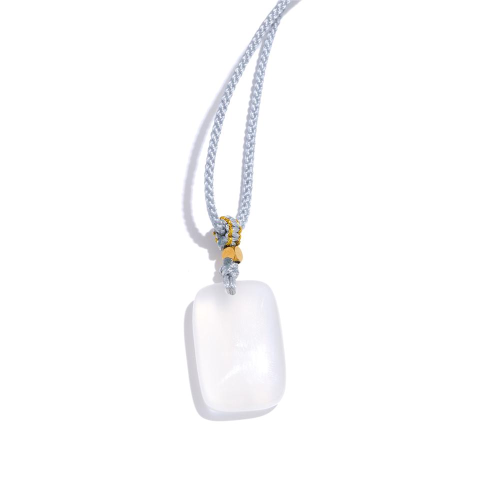 

Yhpup Unisex Family Jewelry China Style Lucky Riches Health Wishes Unique Natural Stone Pendant Chalcedony Necklace Men Women