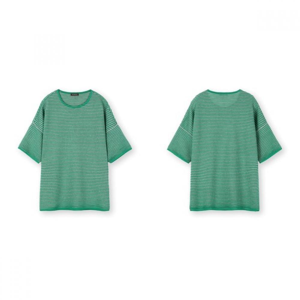 Furina ElasTic STripe ShorT Sleeve KniT T shirT