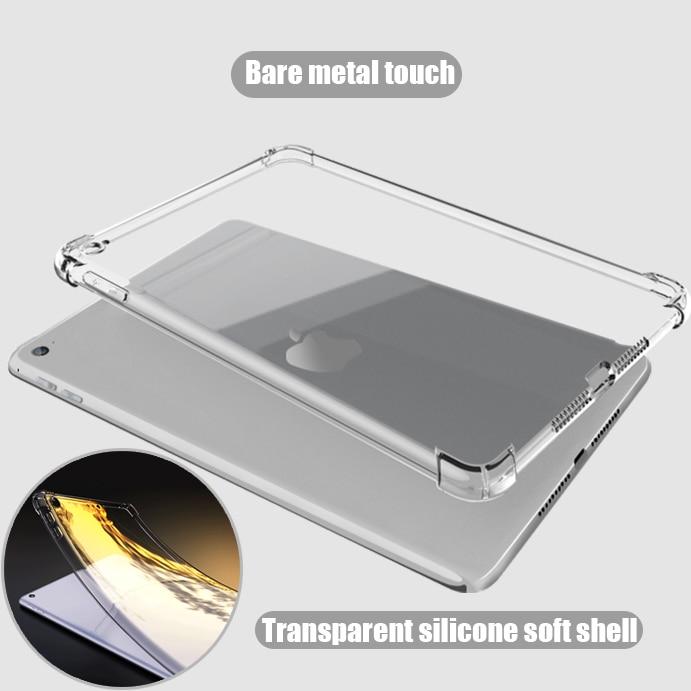 2 I 1 Nettbrettdeksel med glass for ipad Air 1 2 9.7 tommer 2017 2018 for ipad 2 3 4 mini 1 2 3 4 5 6 10.2 tommer 7 8 9. generasjon Pro 11 Silikon myk TPU Airbag deksel