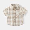 Summer Boys' Short-Sleeved Plaid Shirt, Baby Boy Polo Shirt, Half-Sleeved Collared Top, Pure Cotton Kidsren's Shirt, Kidsren's Clothing