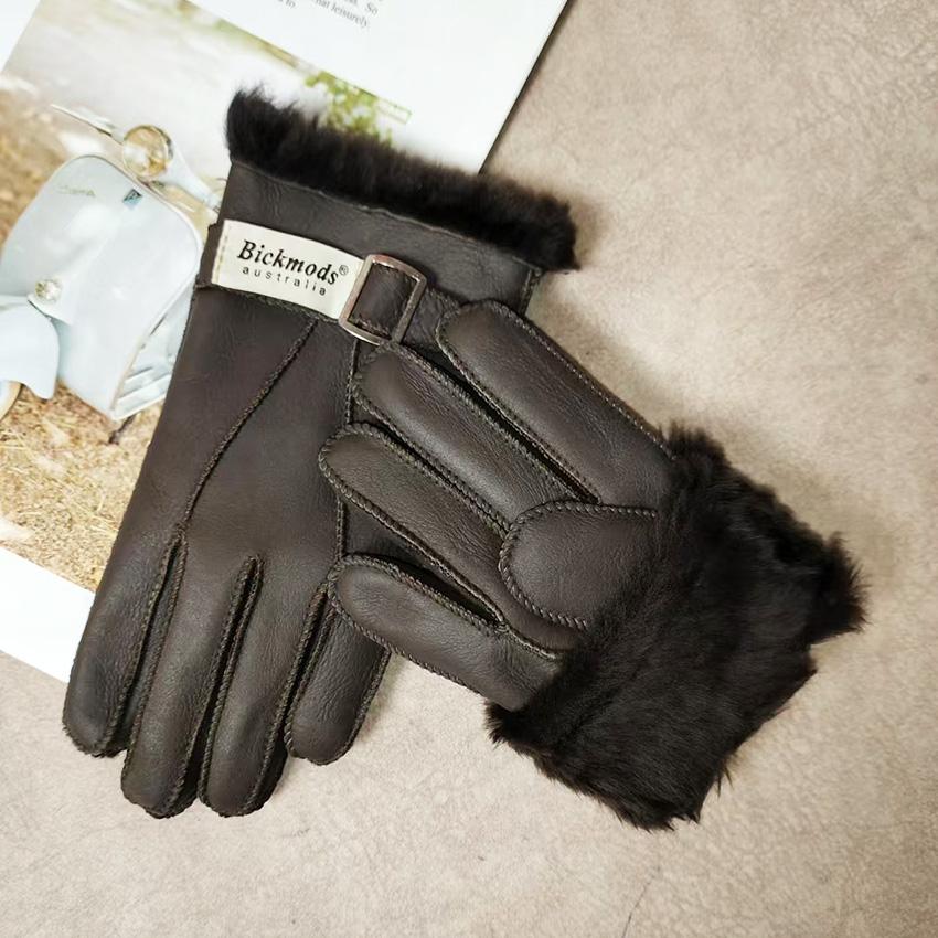 Winter Thickened Children's Sheepskin Fur Gloves Boys and Girls Windproof Warm Students Cold-Proof Leather Finger Gloves
