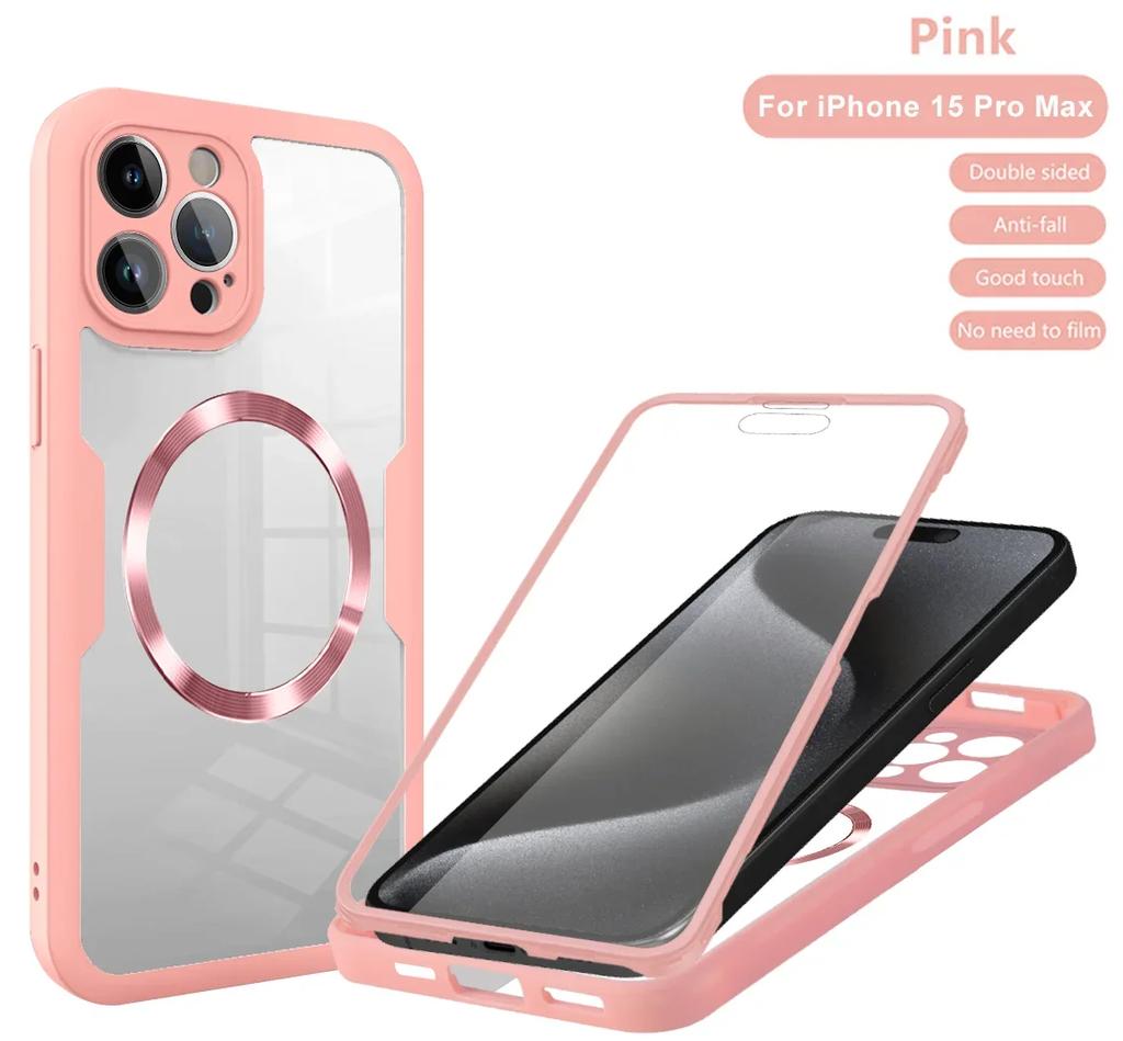 Magnetic For Magsafe 360 Full Body Front+Back Clear Case For iPhone 16 15 11 12 13 14 Pro Max Silicone Bumper Shockproof Cover