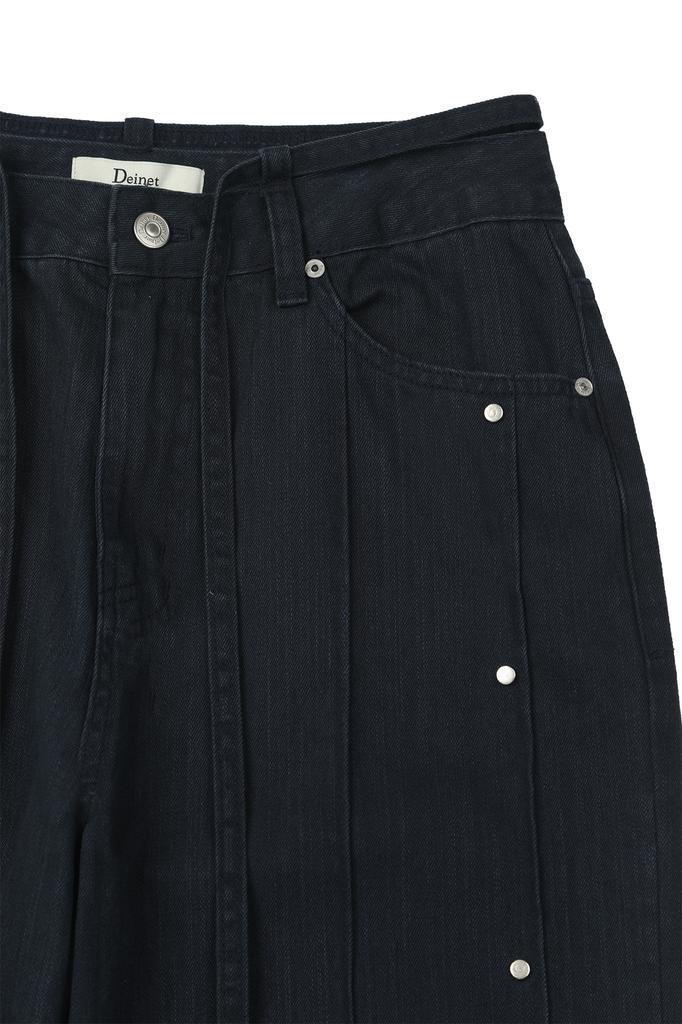 DEINET Low Rise Stud Pants In Navy