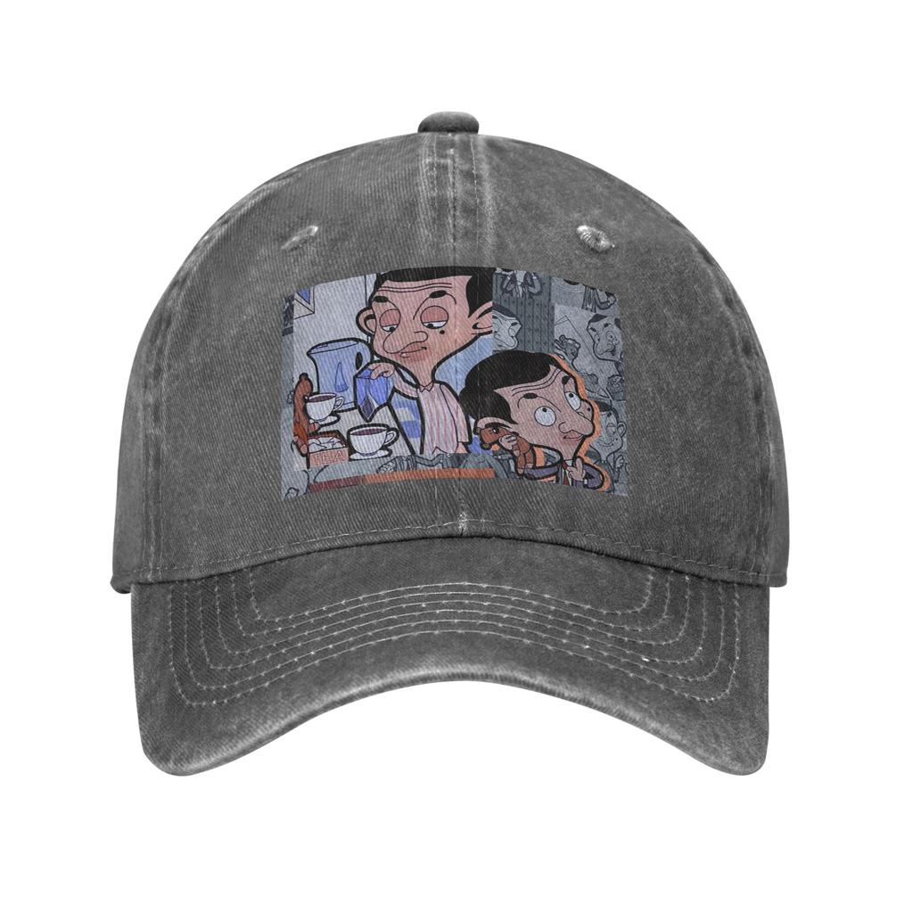 Mr. Bean Cartoon Denim Fabric Cap Casual Baseball Caps Adjustable Hat Summer Unisex Baseball Hats