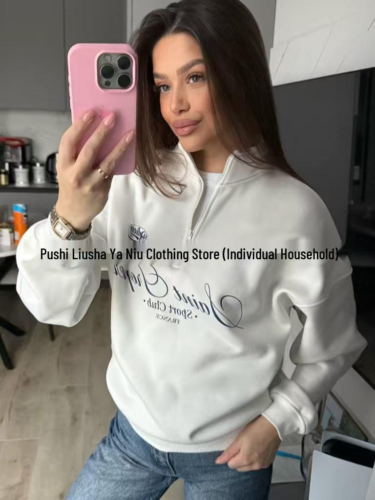Casual Letter Print Hooded Sweatshirt: Versatile American Style for Autumn/Winter