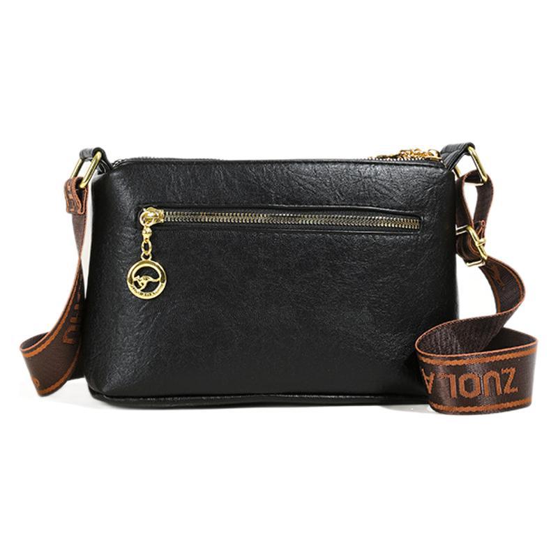 Soft leather messenger bag middle-aged mother bag 2025 new multi-layer shoulder bag wide shoulder strap shoulder small satchel