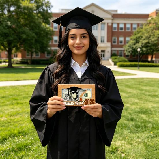 Držák na peníze pro absolventy ročníku 2026 Dřevěná maturitní karta Obálka na hotovostní dárek Krabička Maturitní dárky pro vysokou školu Střední školu Maturitní party potřeby