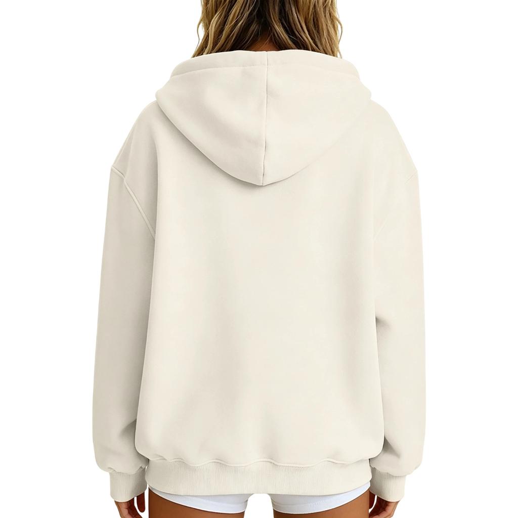 Damen Half-Zip Kapuzen-Rugby Pullover Sweatshirt für Partner-Partnerlook