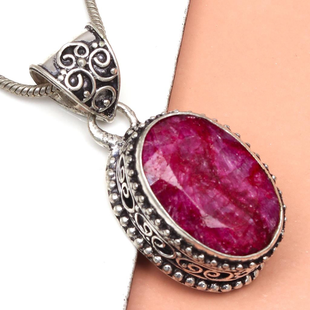 Silver Necklace Sapphire Gifted Ruby Emerald Natural Diamond Ruby, SILVER