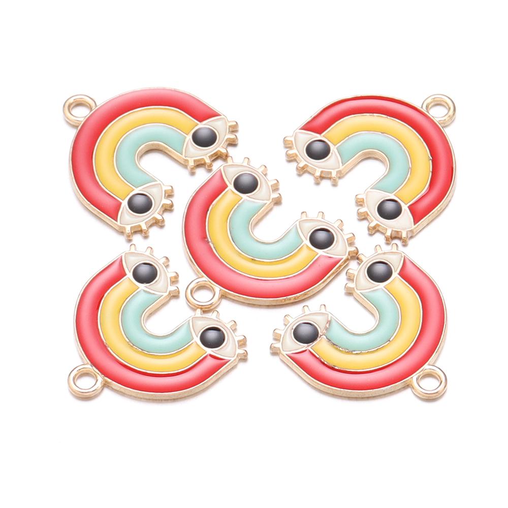 10-40pcs/lot Rainbow Series Alloy Pendants Alloy Letter Enamel Charms For DIY Jewelry Making Accessories Necklace Bracelet