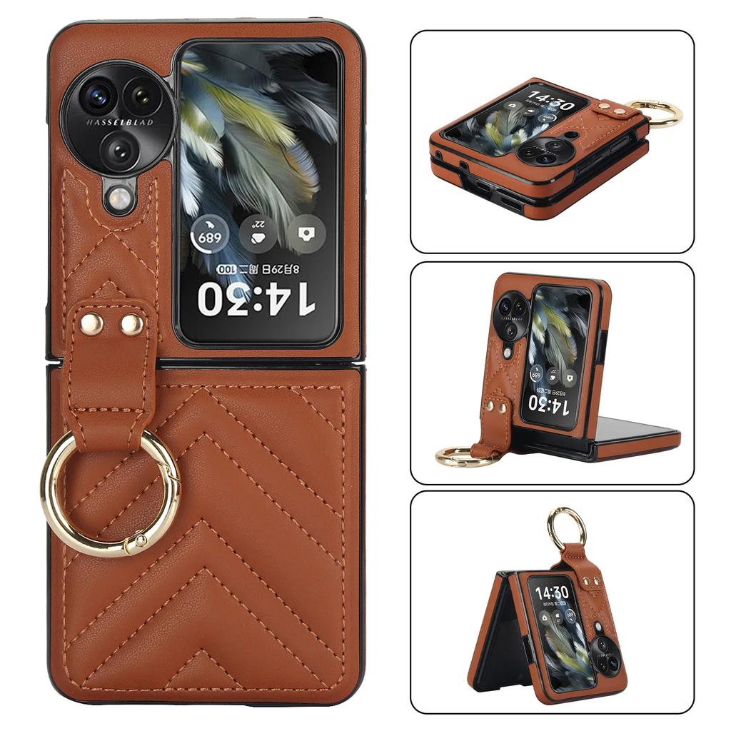 Leather Luxury Phone Case for OPPO Find N3 Find N2 N3flip Findn3flip N2flip Findn2flip Ring Hard Shell Fall Prevention Cover