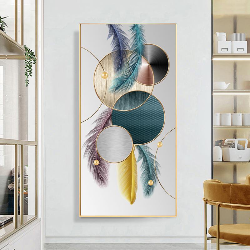 Nordic Luxury Decorative Painting Printed On Canvas Modern Feathers Posters Prints Wall Pictures for Porch Aisle Home Decor