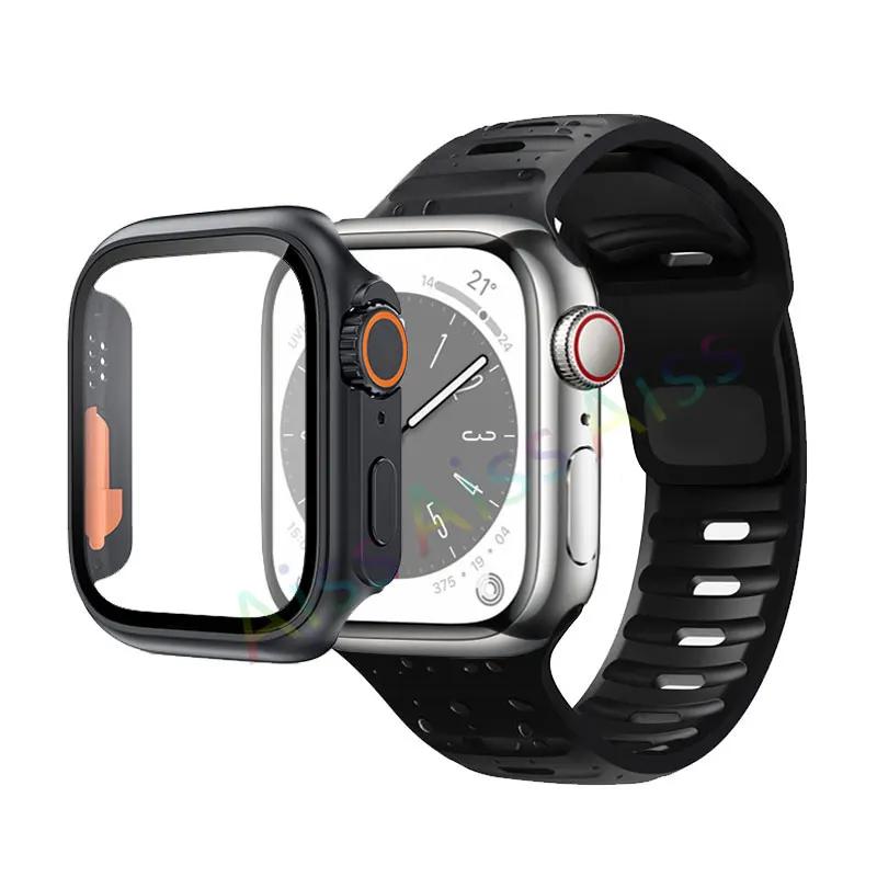 Case+Strap For Apple Watch Band 45mm 44mm 42mm 40mm Smart Silicone Bracelet Iwatch Series 3 4 5 6 Se 7 8 Change To Ultra Case