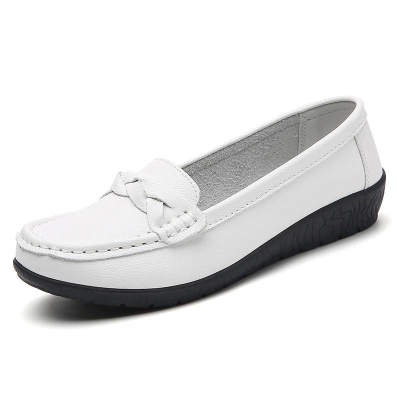 Fashion Shoes Women 2025 New Loafers Slip On Flats Leather Shoes Woman Comfortable Flat Shoes Women White Zapatos Mujer Women's Footwear