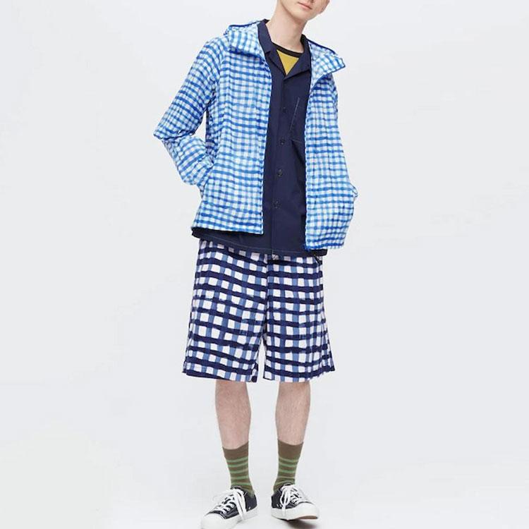 Uniqlo x MARNI Wide Fit Check Boxy Shorts (Asia Sizing) Blue Unisex Streetwear 449643-67