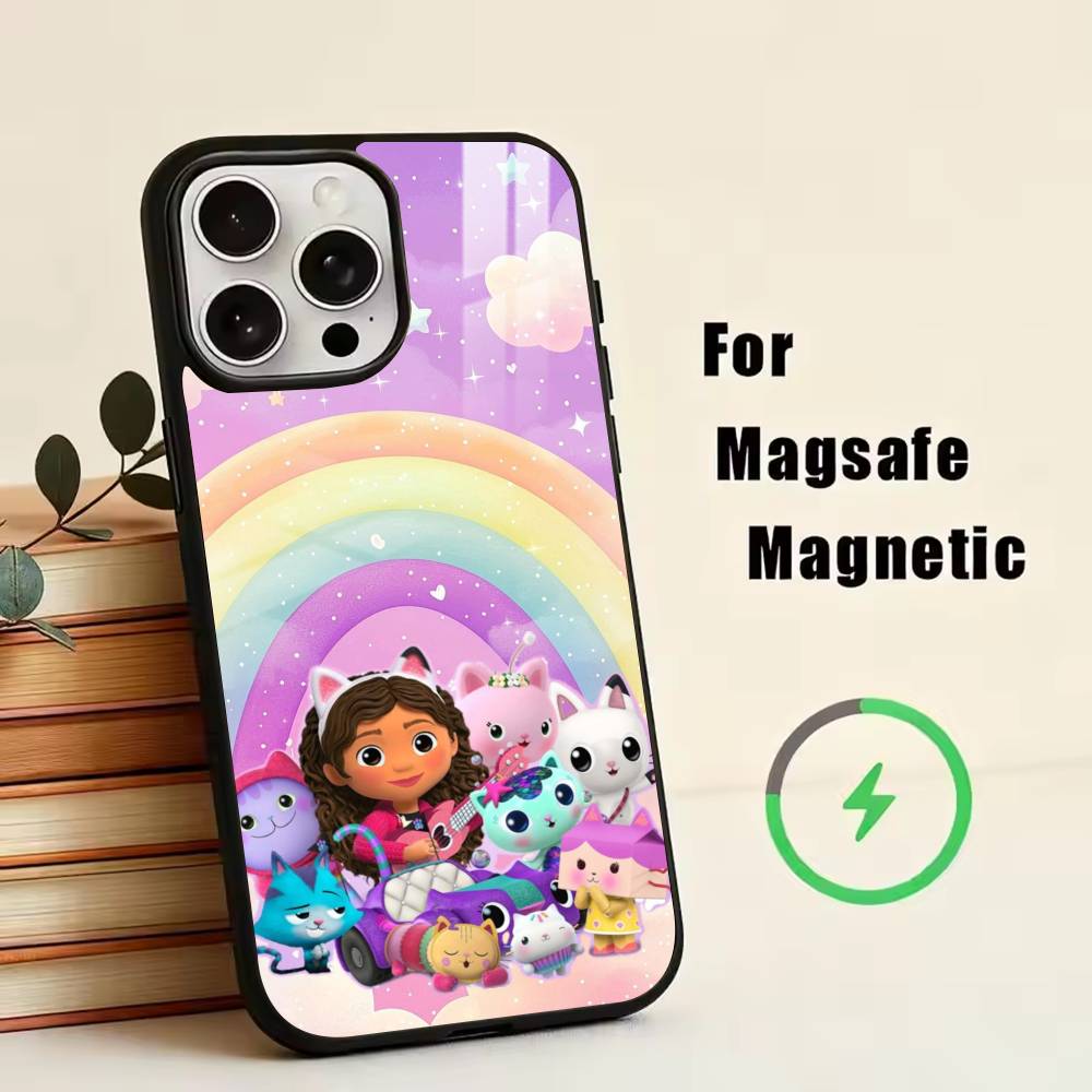 Custodia per Telefono G-Gabby Cats Per iPhone17,16,15,14,13,12,11 Plus,Pro Magnetica con Ricarica Wireless Magsafe