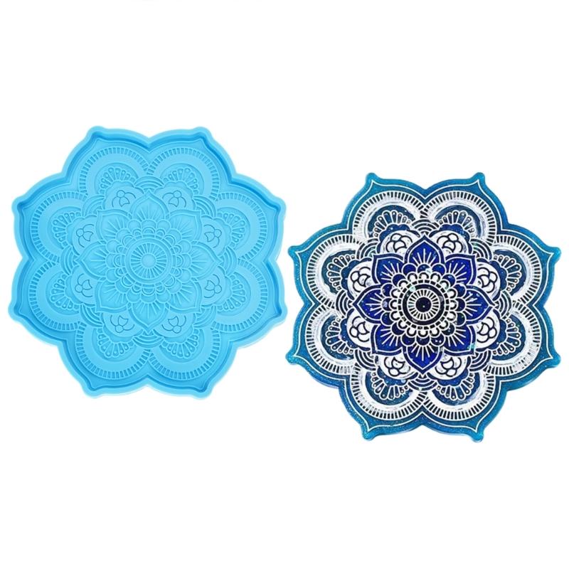 Silicone Jewelry Making Epoxy Mould Resin Casting Mold Decorative DIY Crystal Agate Coaster Mold Creative MandalaMug