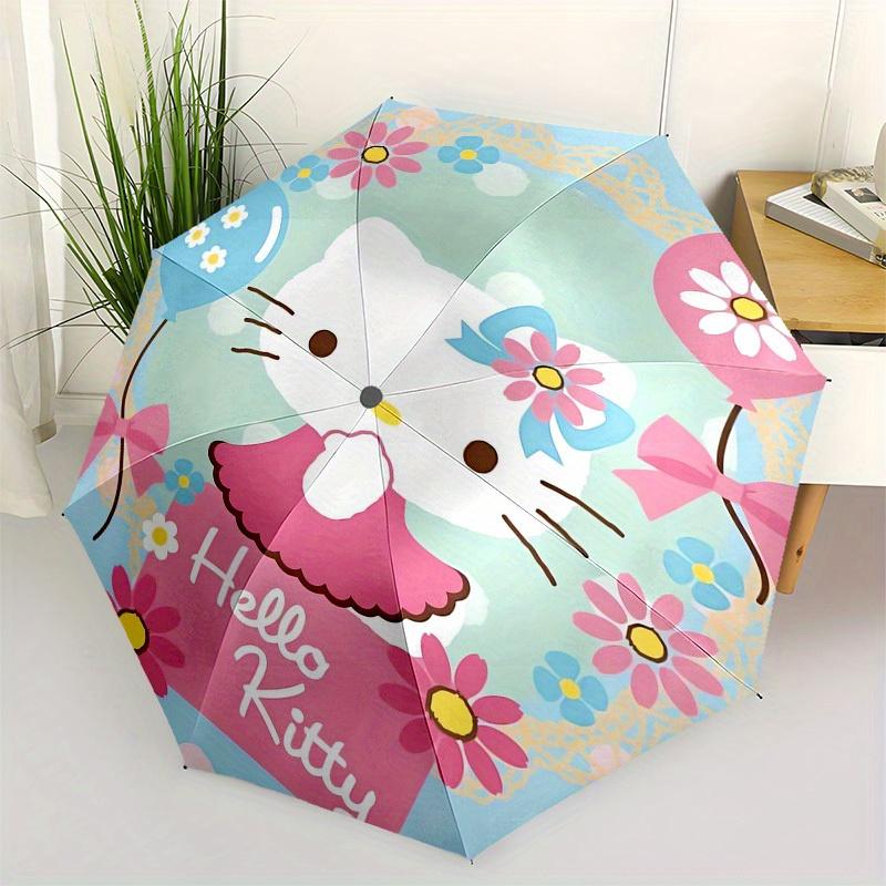 

1pc Hello Kitty Floral Party Umbrella with Plastic Handle,Suitable for All Seasons Home Travel Outdoor UmbrellaSanlio356