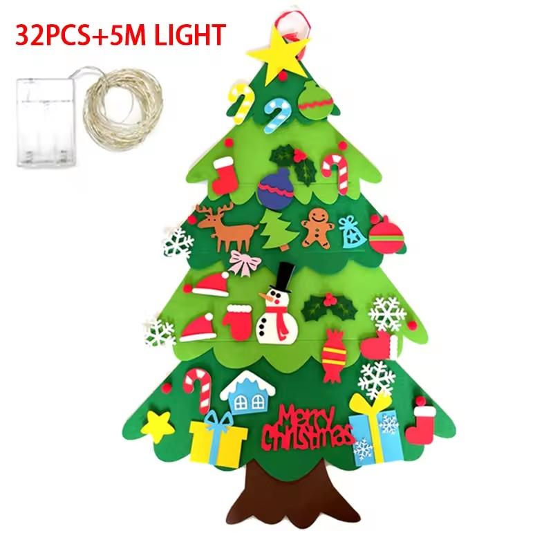 DIY Felt Christmas Tree Christmas Decoration for Home Navidad 2025 New Year Christmas Ornaments Santa Claus Xmas Kids Gifts