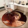 1pc French rock legend Johnny Hallyday Round carpet Painted Printed circular carpet, home door mat, outdoor travel protection carpet