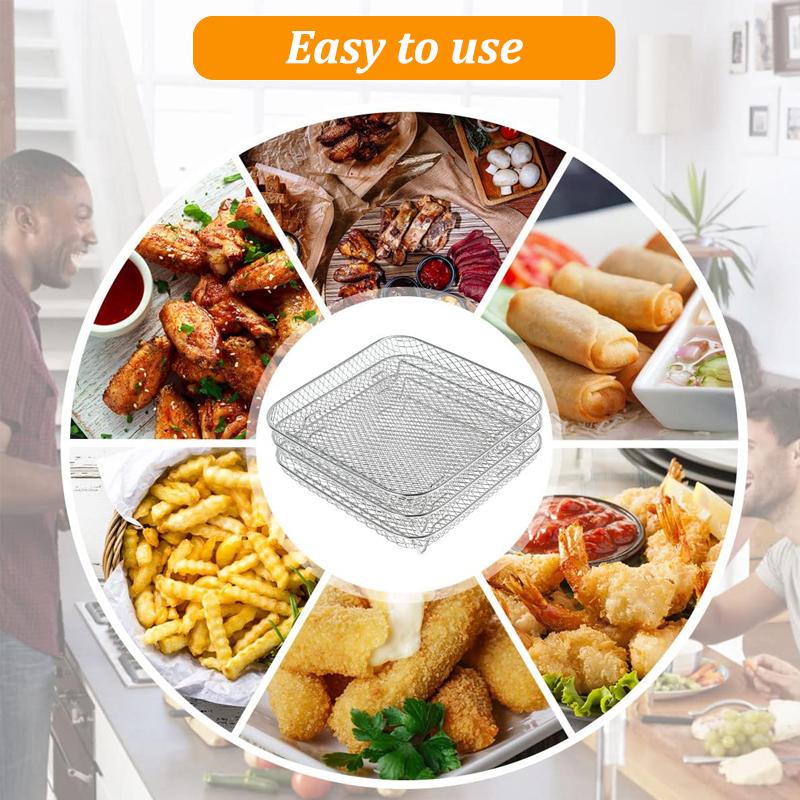 Air Fryer Baking Rack Stackable Stainless Steel Air Fryer Basket Accessories for Baking Roasting, Oven & Dishwasher Safe