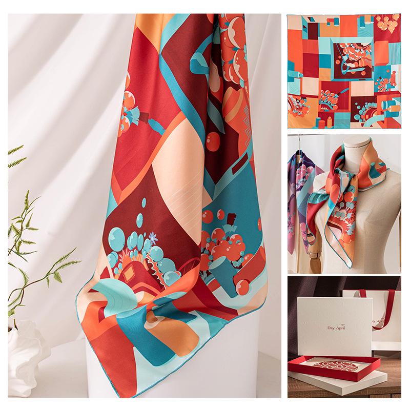 Summer new mulberry silk silk scarf women's outer scarf shawl square scarf versatile cross-border