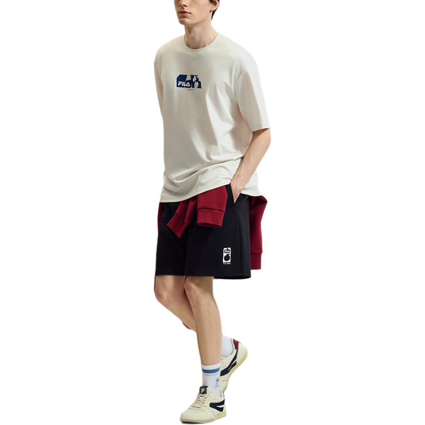 Fila Original SS25 Fashion Simple Casual Loose Round Neck Short Sleeve T-Shirt Men T-Shirt Steam-White F51M529111F-IV
