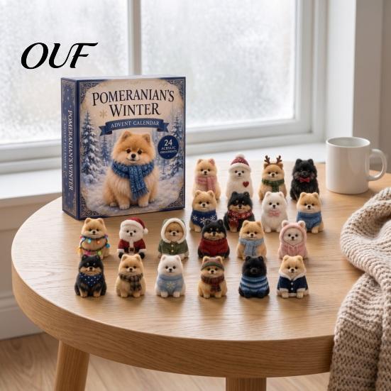 Interactive Holiday Games 2026 Dog Christmas Advent Calendar, 24-Day Acrylic Ornament Set with Mini Puppy Collectible Toy Figures Figures, 2D