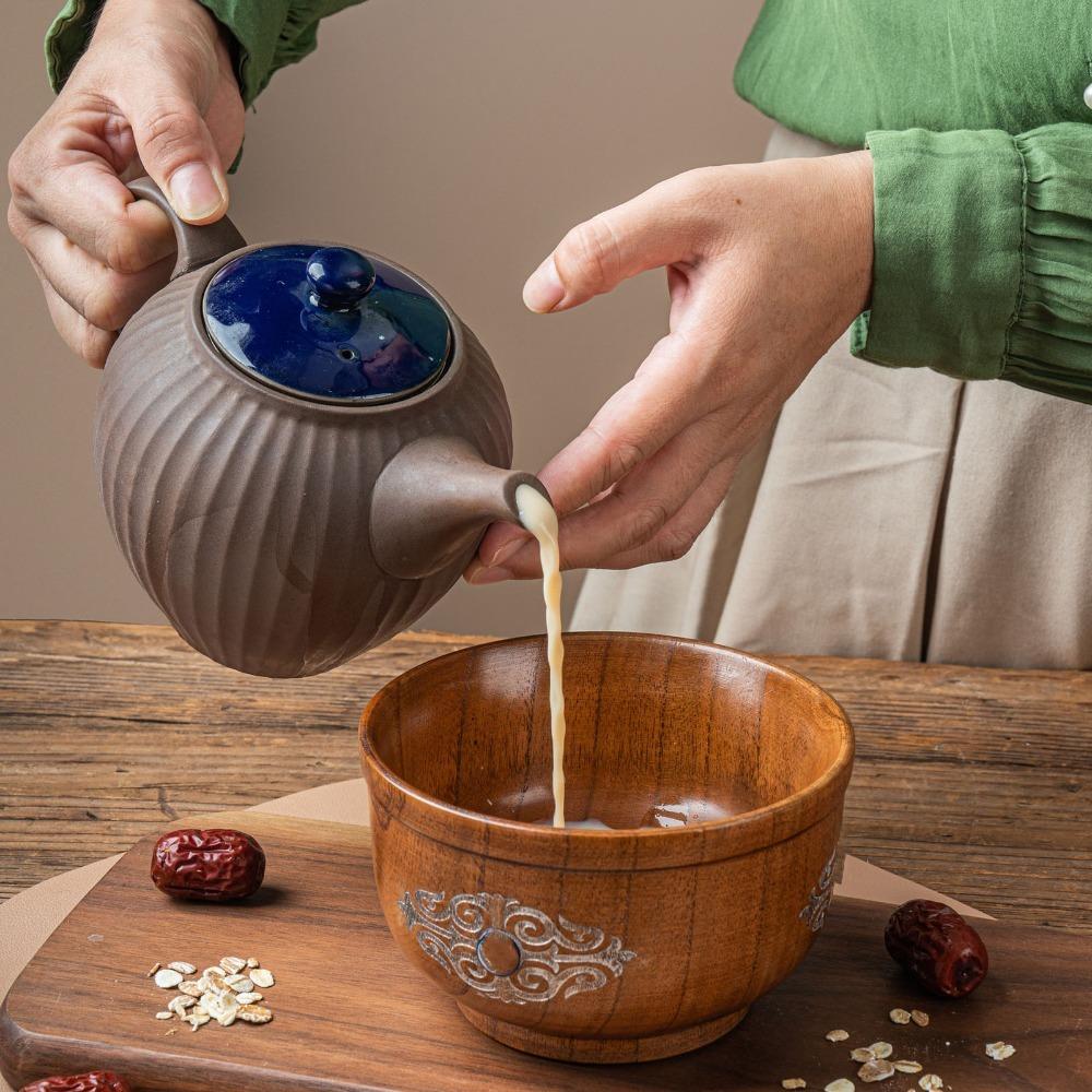 Burr‑free Rice Bowl Solid Wood Breakfast Bowl Waterproof Serving Bowl Porridge Serving серебряный