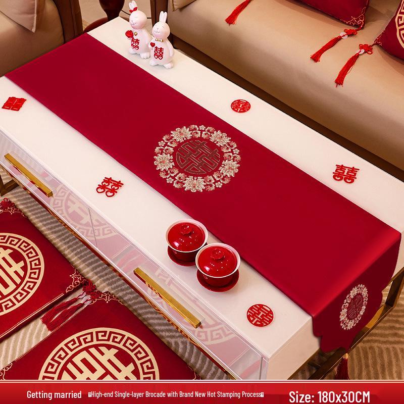 Red Wedding Table Runner and Tablecloth - Bridal Room & Engagement Decorations