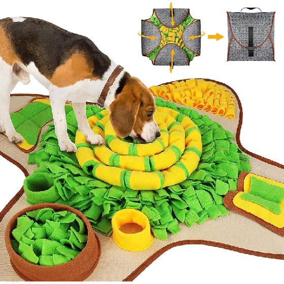 HOPET Snuffle Mat for Dogs Large Breed, 28.3''x28.3'' Interactive Puzzle Dog Food Mat, Easy to Clean, Durable, Mental Stimulation & Slow Feeding Game