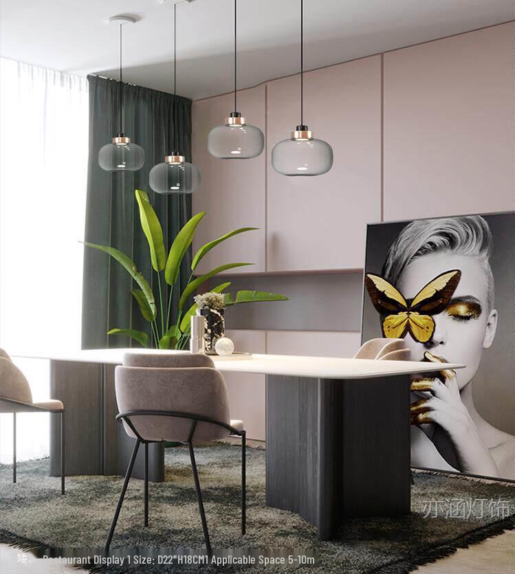 Nordic Modern Pendant Light – Minimalist Glass Fixture for Coffee Shops, Bedside, Bar Counters