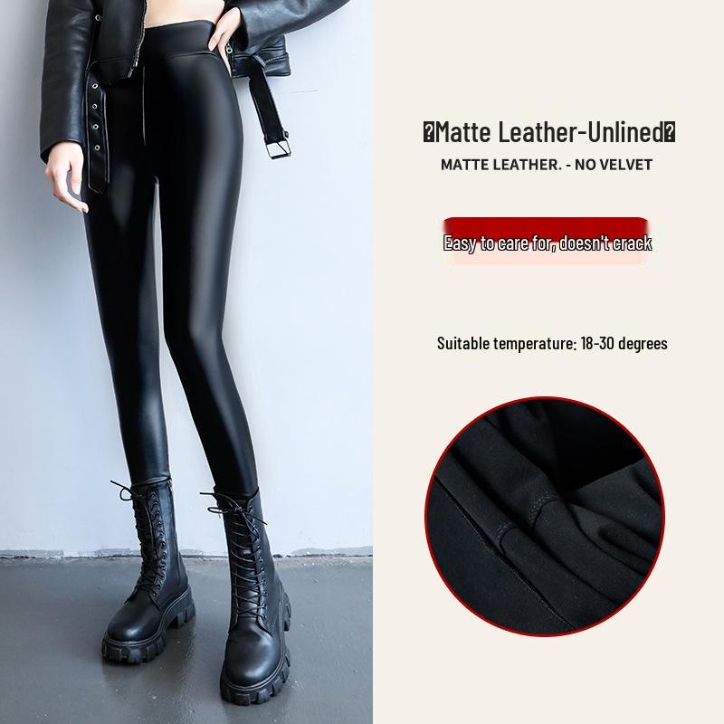 

Women s High Waist Fleece Lined PU Leather Leggings - Slimming, Plus Size, Elastic, Warm Pants Plus Size (140-160 jin)