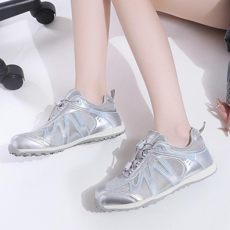 Women's Shoes Summer Mesh Breathable Little White Shoes Flat Bottom German Training Shoes Women's 2025 Dad Shoes Forrest Gump Soft Sole Breathable Me