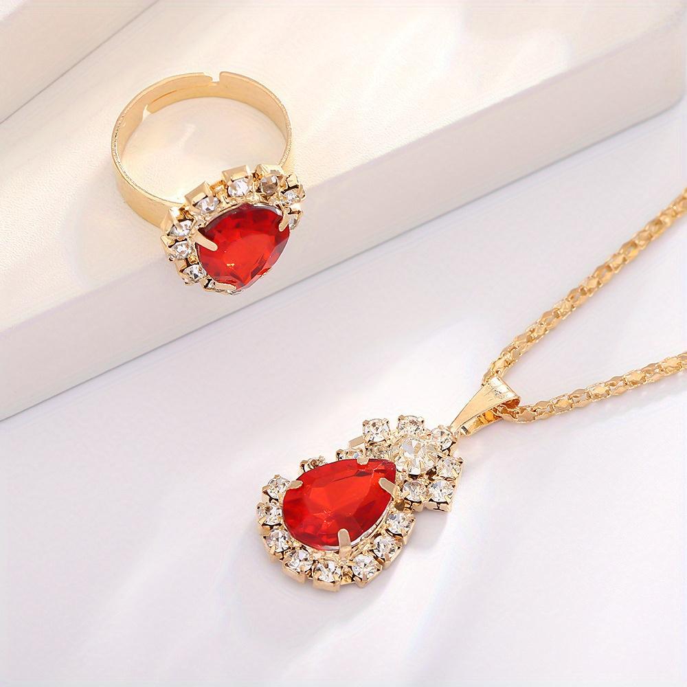 4PCS Rhinestone Water Drop Necklace Earring Jewelry Sets for Women Sale Personalized Wedding Bride Accessories