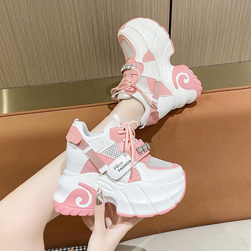 Модные летние кроссовки на толстой платформе со стразами 10 см — фото 6