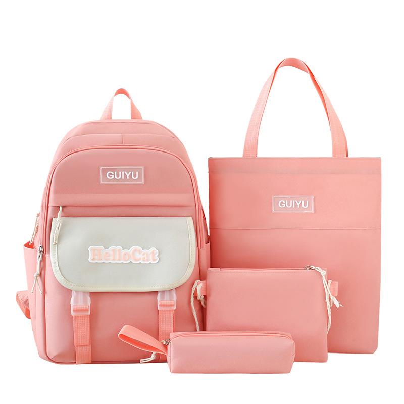 

Школьные ранцы Легкие для учеников начальной школы Набор из четырех предметов Большая вместимость Корейский рюкзак Рюкзак нового стиля Год