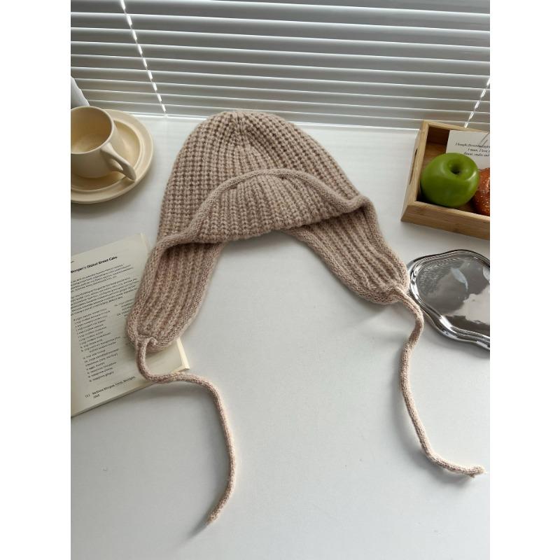 Knitted Hat Children's Winter Face Small Lace-up Headgear Wool Flying Hat Versatile Ear Protectors
