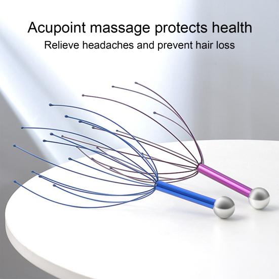 Octopus Head Massager Stainless Steel Brain Massage Claw Scalp Scratcher Engraved Head Relaxer for Promotes Blood Circulation Relieves Muscle Pain
